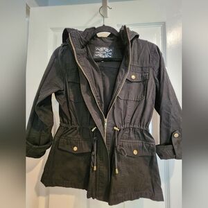 Chocolate- Utility Jacket with Hoodie, color Black , Size Medium